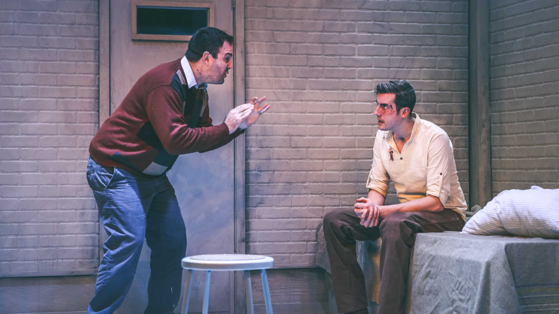 Sean Neely, left, and Jacob Tice in “The Pillowman.”