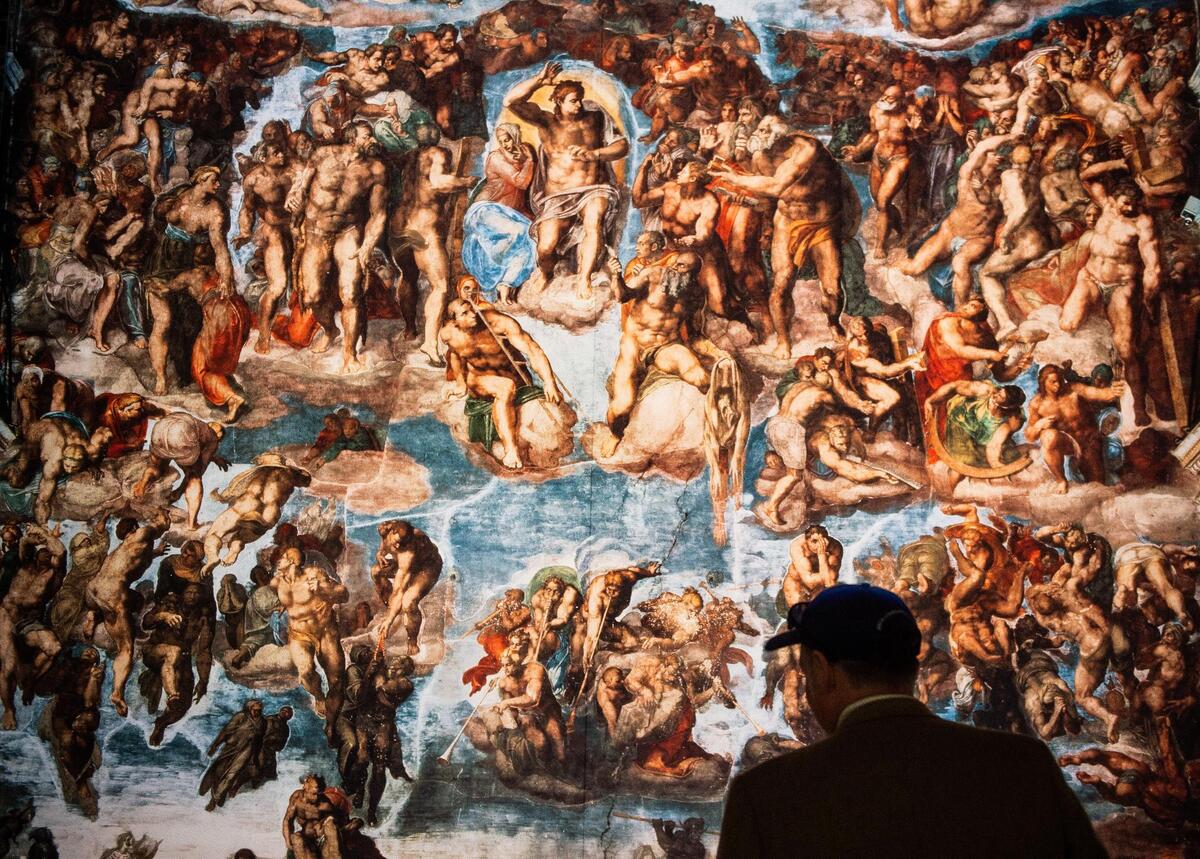 An image of Michelangelo’s “The Last Judgment” is part of the Sistine Chapel exhibition at the Tacoma Armory.