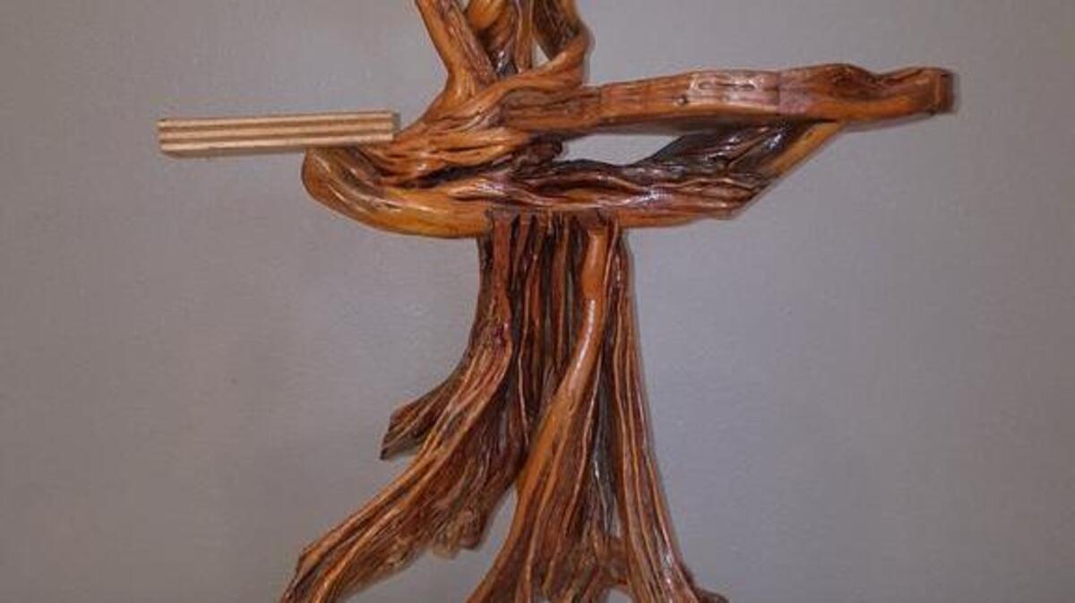 Side table made of sagebrush by Jack Natsuhara at Tule Lake camp.