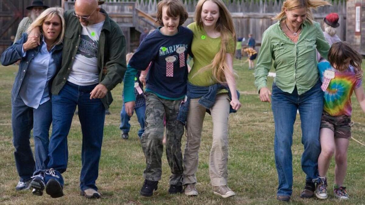 Families and friends race each other at a recent 19th century family fun night. Families will have the chance to participate in games, music and dancing of the mid-1800s at Fort Nisqually Living History Museum.