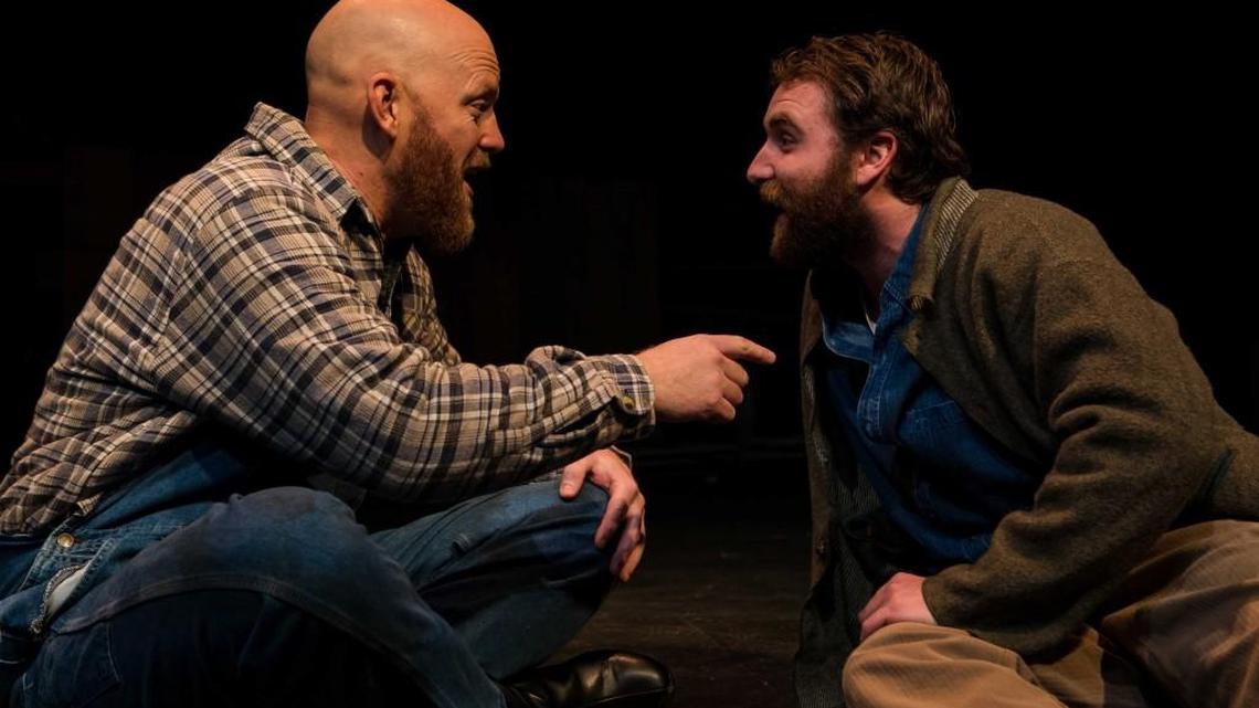Chris James as Lennie, left, and Mason Quinn as George perform in Tacoma Little Theatre’s production of John Steinbeck’s “Of Mice and Men.”