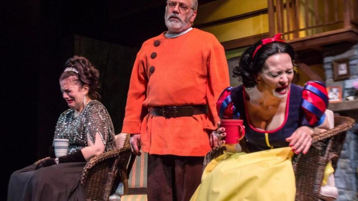 From left, Lisa Viertel as Sonya, Bill Johns as Vanya and Mari Nelson as Masha perform in Harlequin Productions play “Vanya and Sonia and Masha and Spike.”