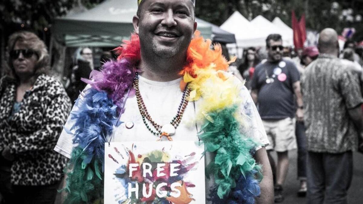 
This image by R.C. Victorino, “Free Hugs,” is part of the “Awesome Tacoma” show at The Swiss Restaurant and Pub in Tacoma.
