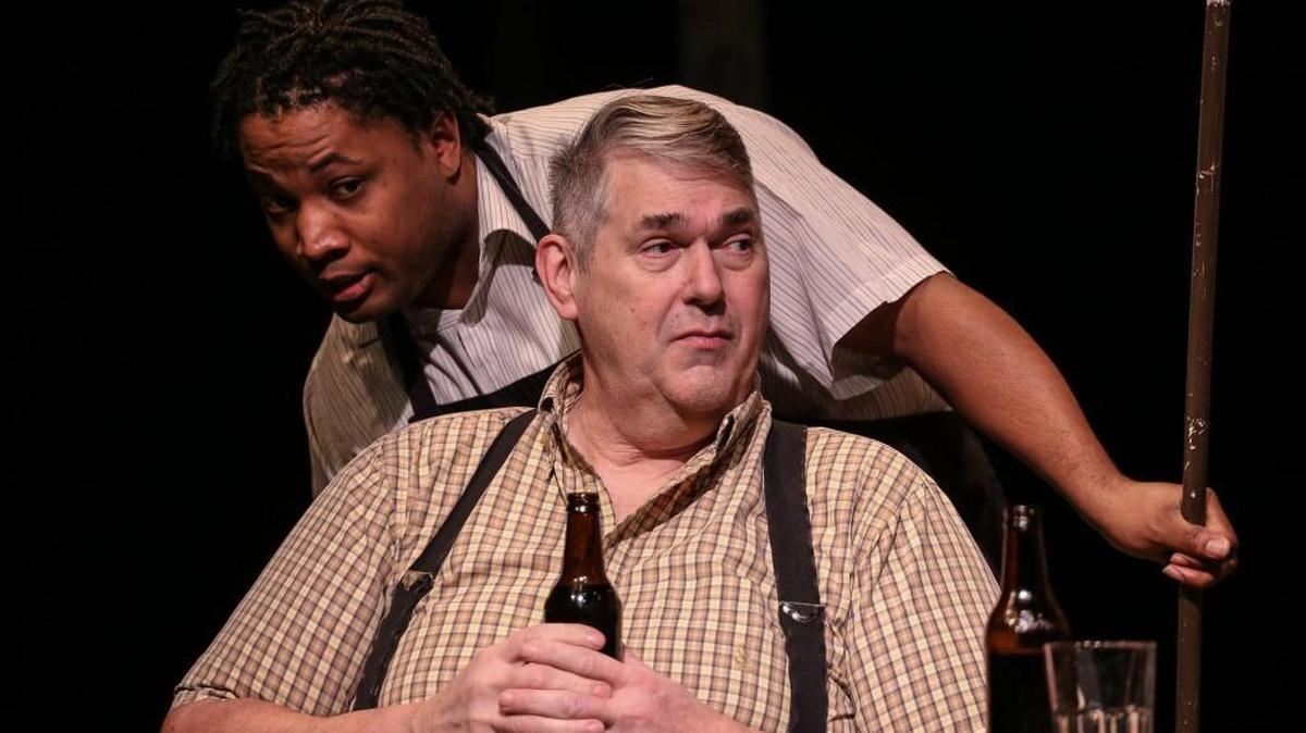 Jimmy Shields, left, and Bob Yount perform in Tacoma Little Theatre’s “Second Samuel.”