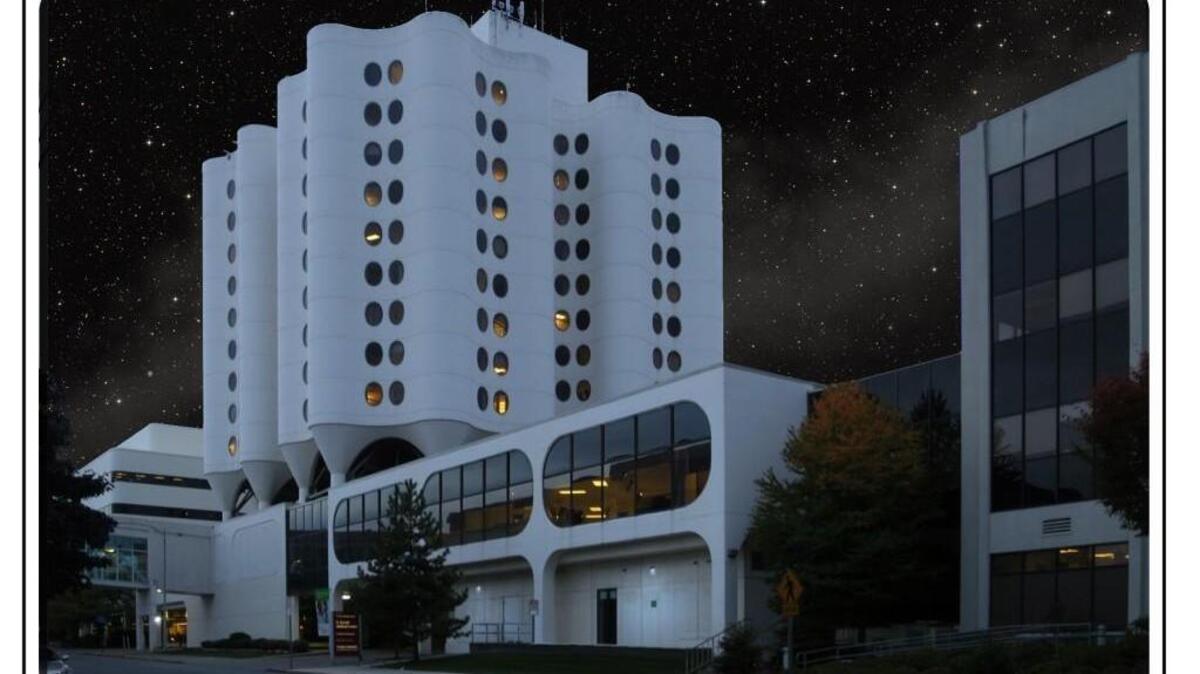 John Carlton’s “St. Joseph’s Hospital” from the Tacoma Postcards show at the Handforth Gallery.