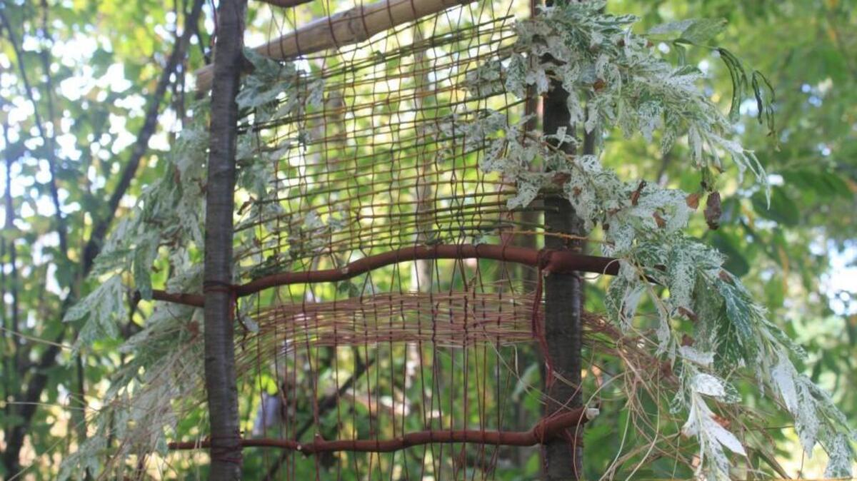 An earth loom by Miranda Pollitz is part of a new environmental art exhibition in Swan Creek Park, Tacoma.