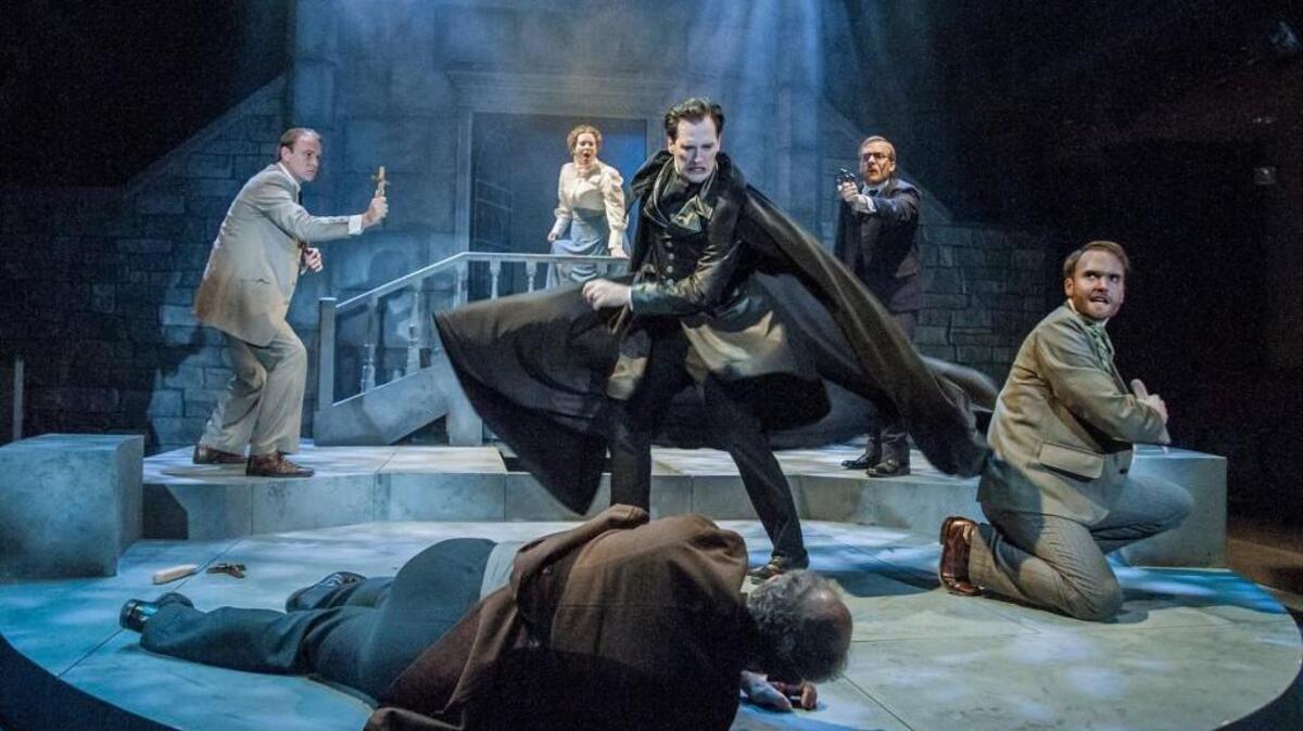 Chris Shea, Melanie Hampton, Aaron Lamb, Rob Martin, Daniel Stoltenberg and Jeff Berryman in Taproot Theatre’s “Dracula.”