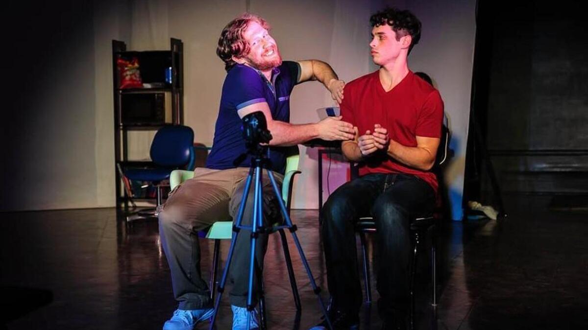 
Zach Sanders, left, as Hunter and Joel Domenico as Jeff in Tacoma Actors Repertory Theatre’s “(title of show)”
