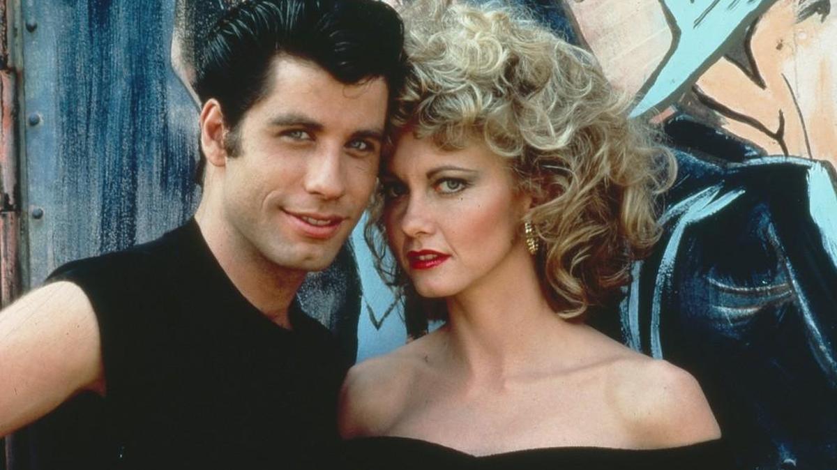 Olivia Newton-John with John Travolta during the 1978 filming of the movie “Grease.”