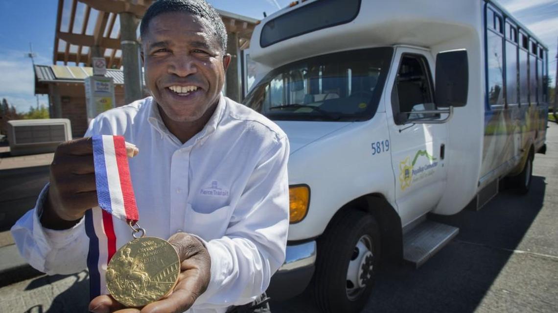 Pierce Transit driver Leo Randolph, who recently retired, holds a 1976 Olympics Gold Medal that he won in the boxing flyweight category.