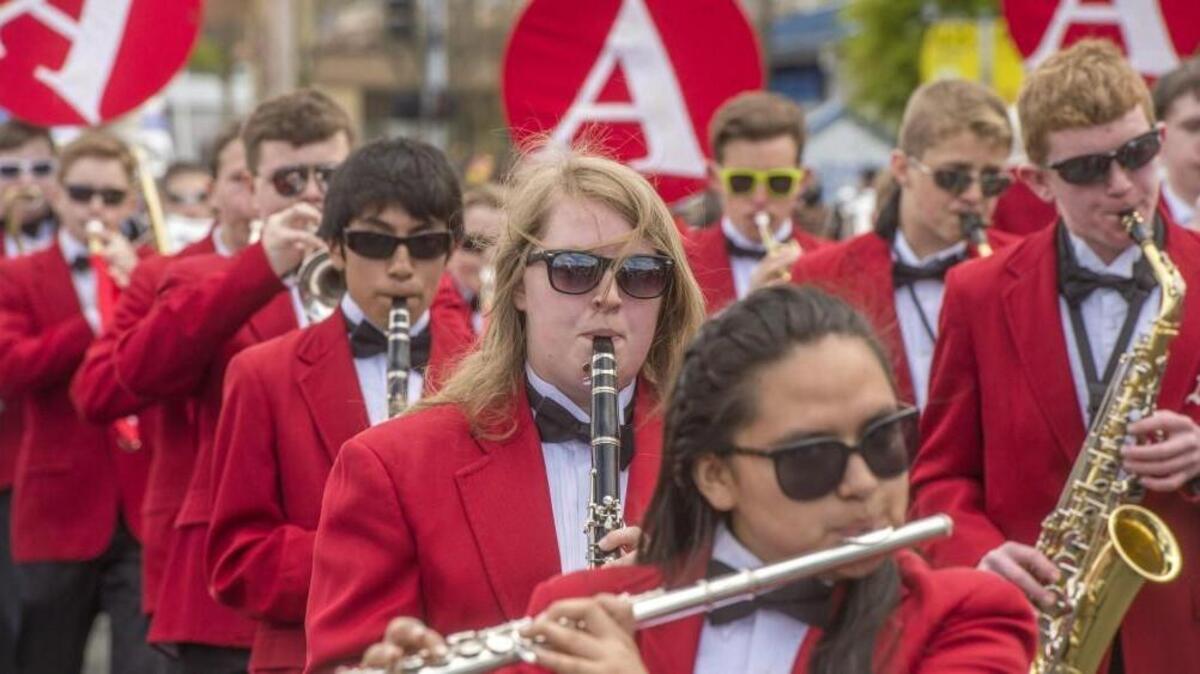 The Aylen Falcons were the cool band in the Daffodil Festival Grand Floral Parade in Puyallup last year.