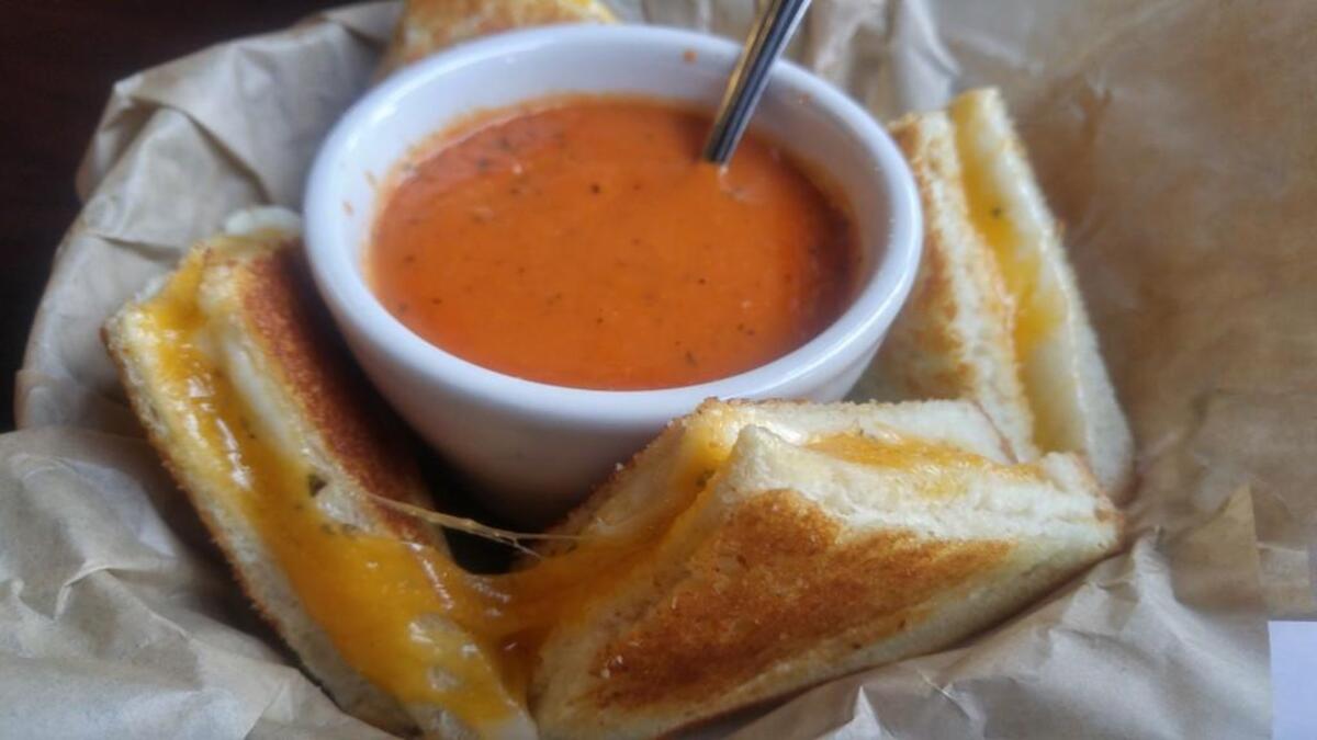 The grilled cheese sandwich and tomato soup at Black Kettle Bites and Brew.