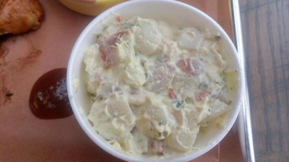 Creamy potato salad, made with red potatoes and pickle relish, from BBQ2U in Gig Harbor.