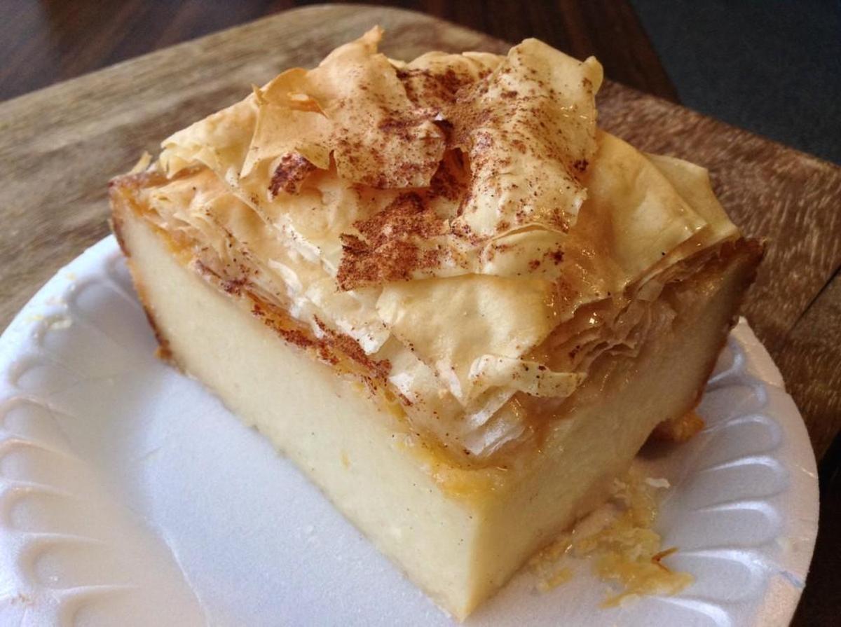 Galaktotoboureko, a custard dessert topped with phyllo, from the 2015 Tacoma Greek Festival.