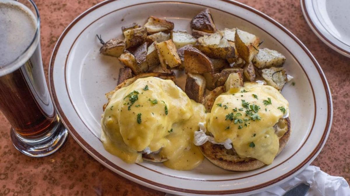 Duck sausage Benedict at Point Defiance Tap & Grill.