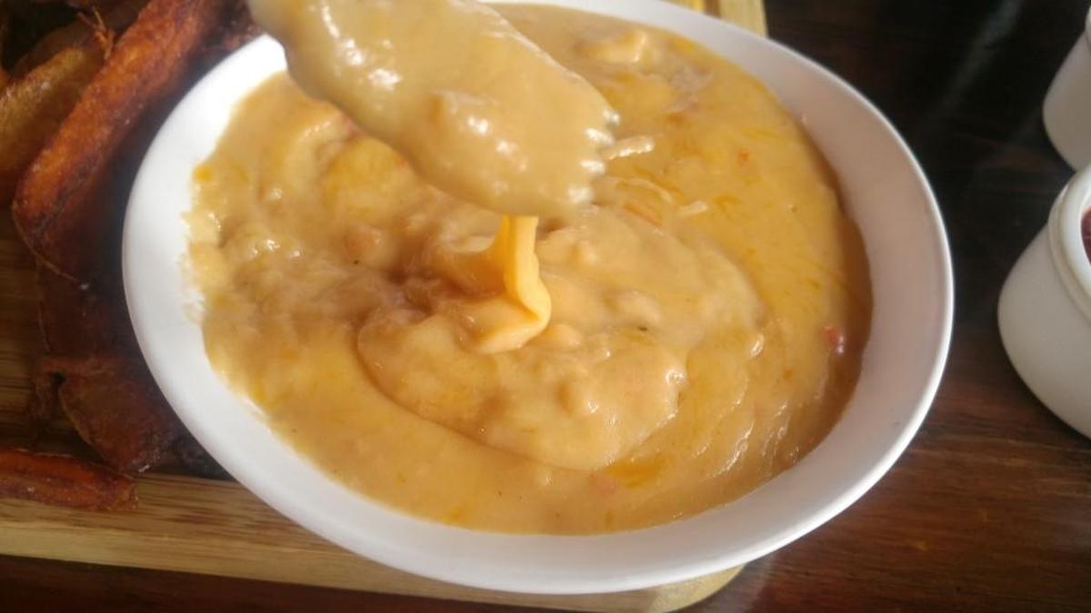 Beer cheese is made with cheddar and Mac & Jack’s beer.