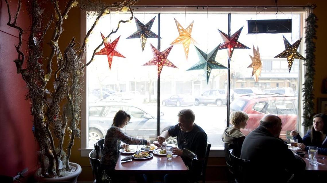 A couple having lunch at La Fondita in the Proctor District in 2010.