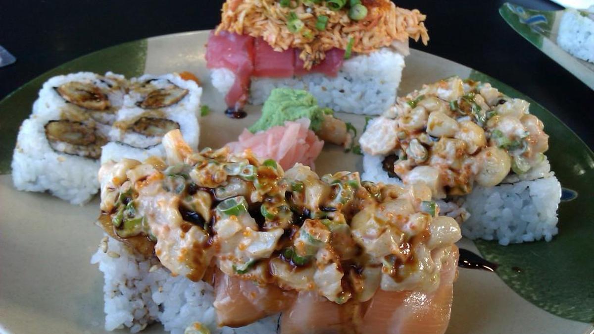 Rolls at Trapper’s Sushi are known for being more than a mouthful. Pictured here are a Mountain roll, a Trapper roll, a Mount Rainier and a Crystal Shrimp at the Puyallup Trapper’s.