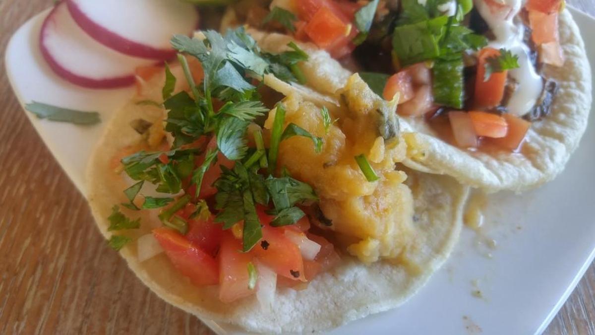 A poblano-potato taco at El Borracho.