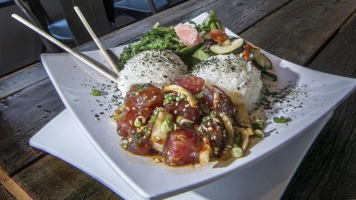 Poke to the Max, a Hawaiian restaurant new on the scene in downtown Tacoma offers several poke choices, including “The Sweetie” with tamari, sweet onions and red chili flakes.