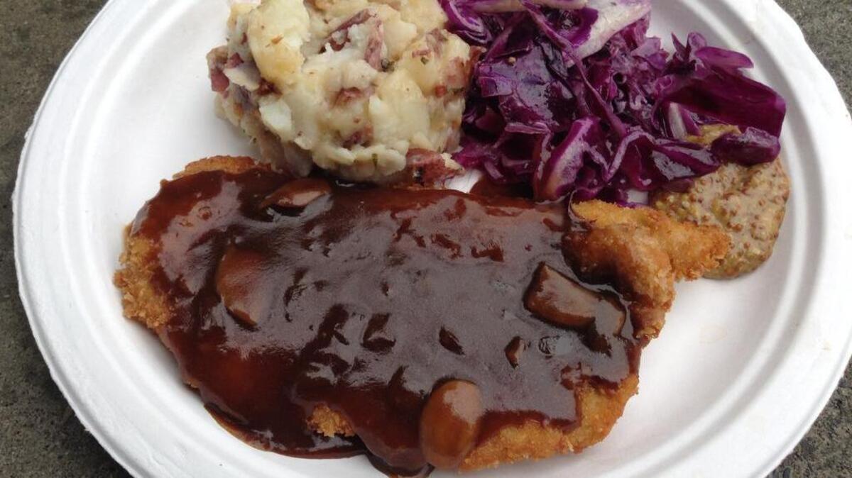 
The pork schnitzel plate at Oktoberfest Northwest. 
