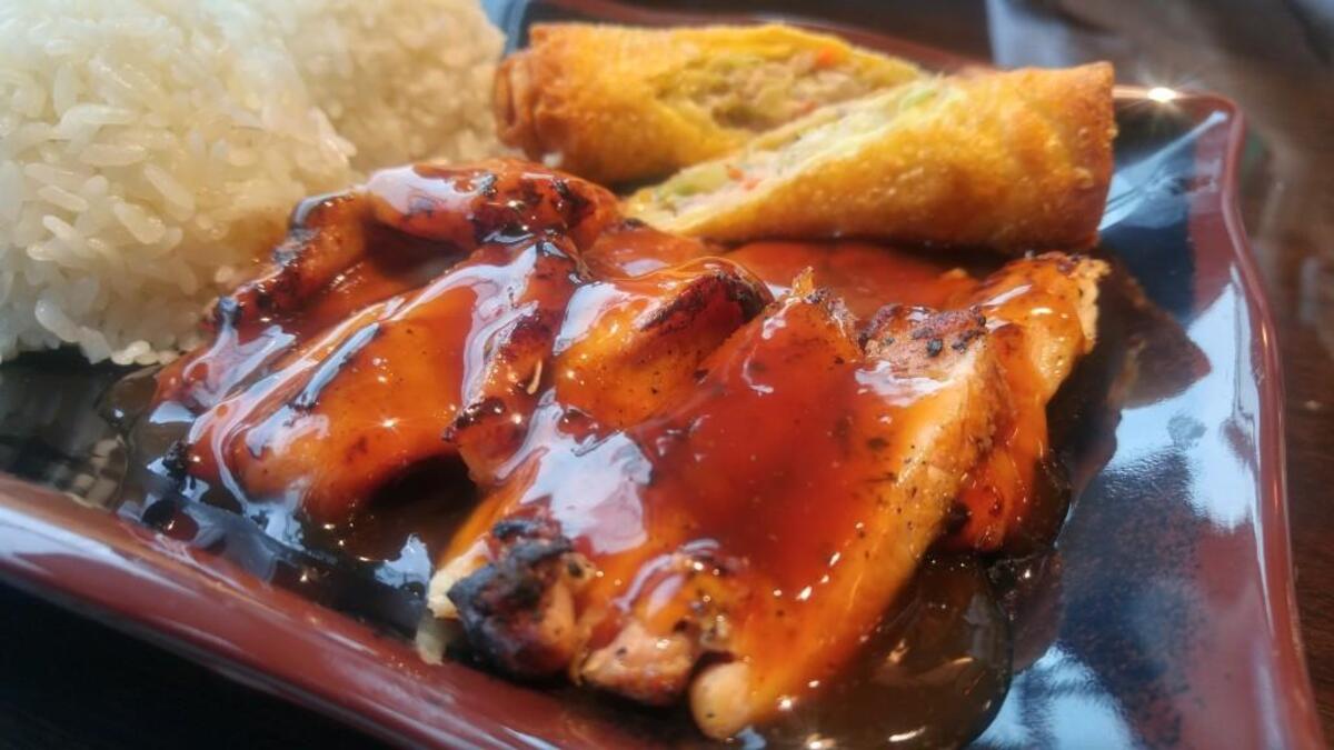 A chicken teriyaki lunch combination at Happy Teriyaki in Lakewood.