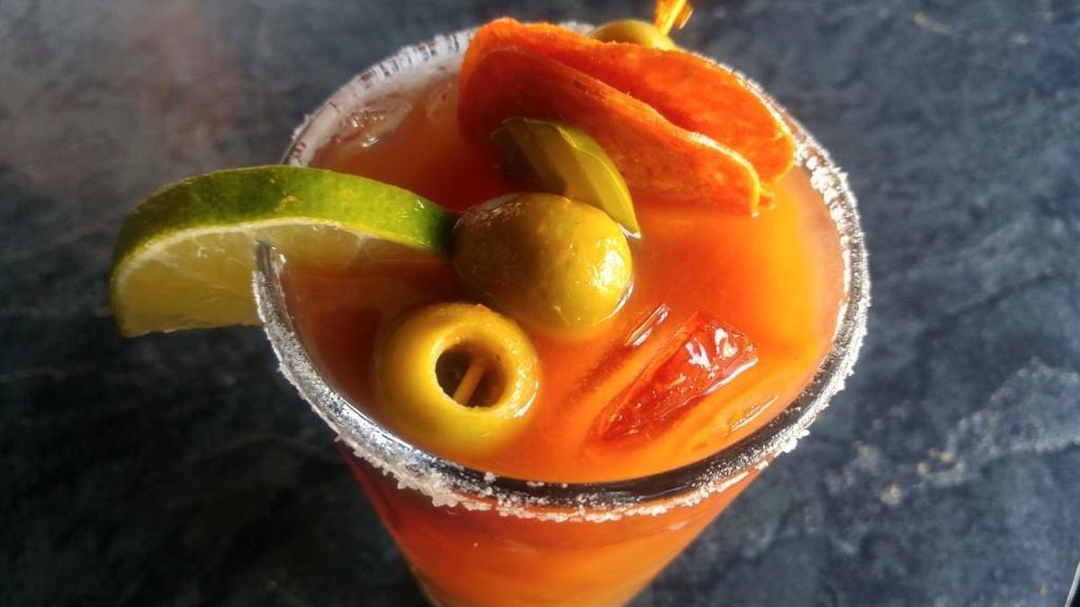 A bloody Mary cocktail from The Camp Bar in Tacoma.