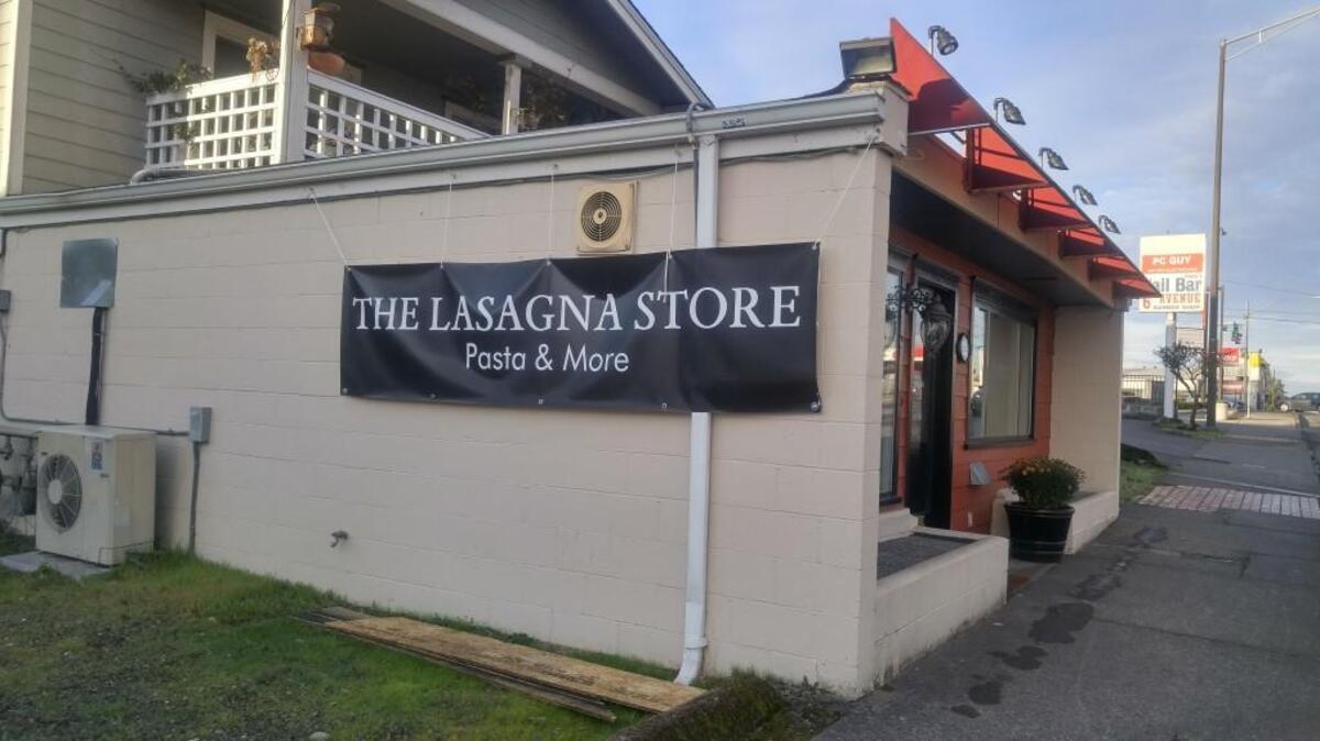 The Lasagna Store Pasta & More is located in a tiny, low-slung building across from Walgreens on Sixth Avenue in Tacoma.