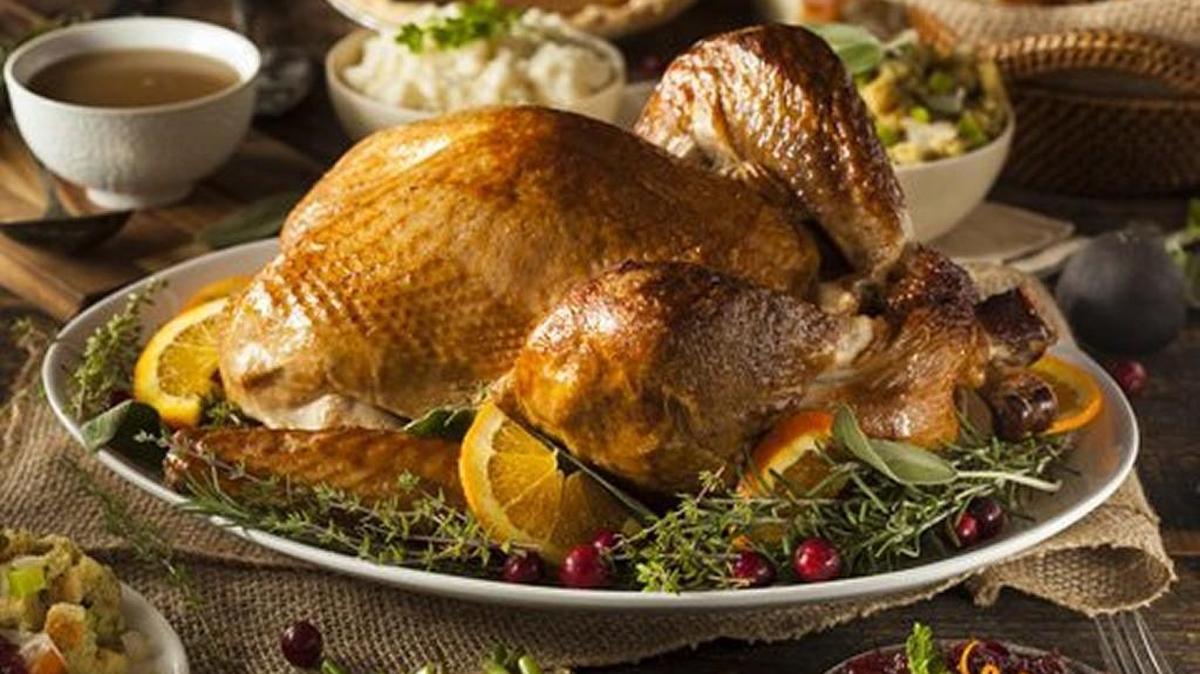 A turkey dinner with all the trimming.