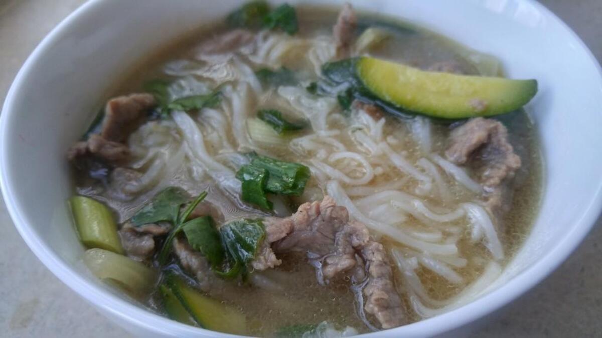 Vietnamese noodle soup, made with a beef broth, at Fuzion Cafe.