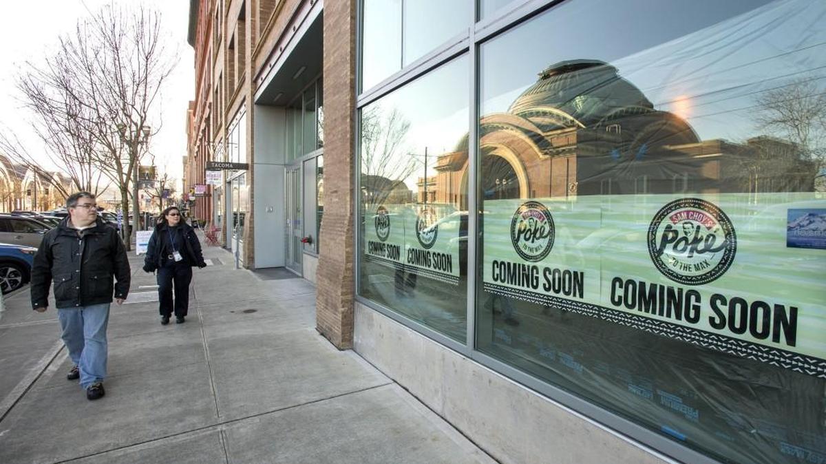 Sam Choy’s Poke To The Max restaurant will open at 1716 Pacific Ave. in Tacoma. Union Station is reflected in the window. The restaurant will offer a menu of Hawaiian favorites, including poke, the raw fish dish that made Choy famous.