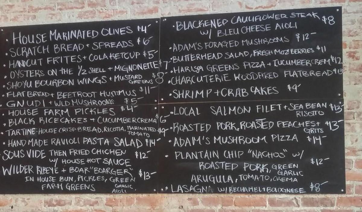 The chalkboard menu at Wilder Local Fare + Libations changes as frequently as the chef’s whim and the crop schedule.