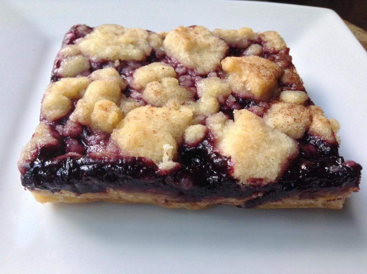A blackberry-cobbler bar from The Tattered Apron Bakery.