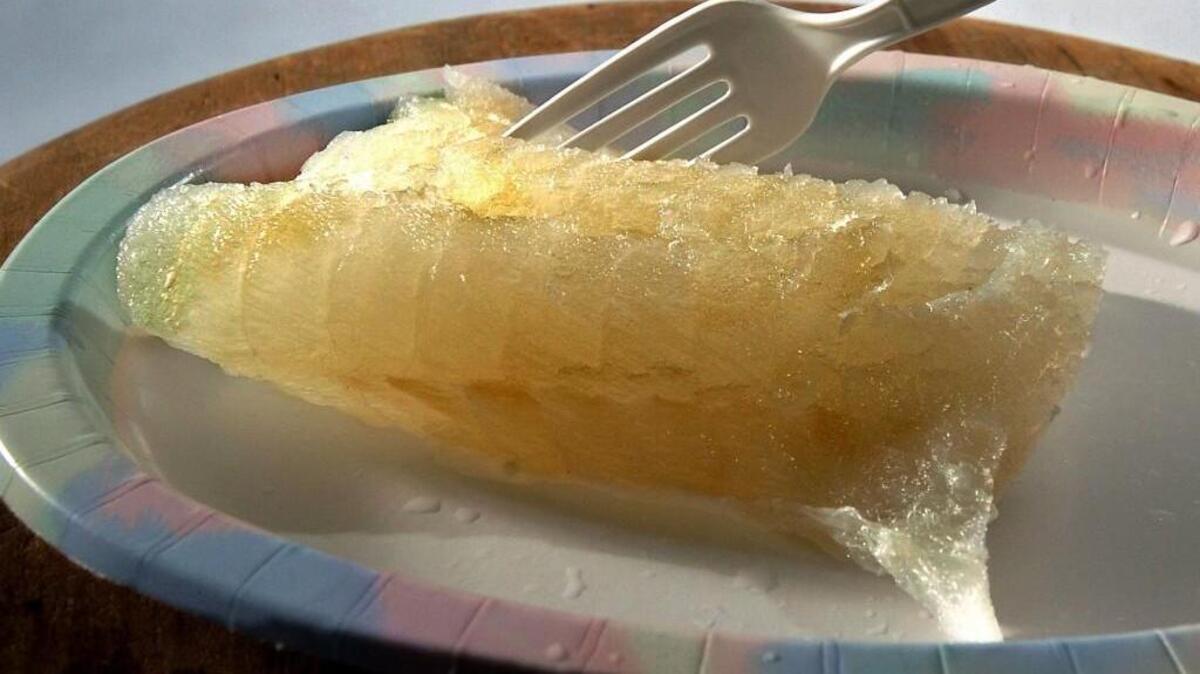 Lutefisk is dried cod soaked in lye that’s then baked or boiled before serving. Find it at the Sons of Norway lutefisk dinner.