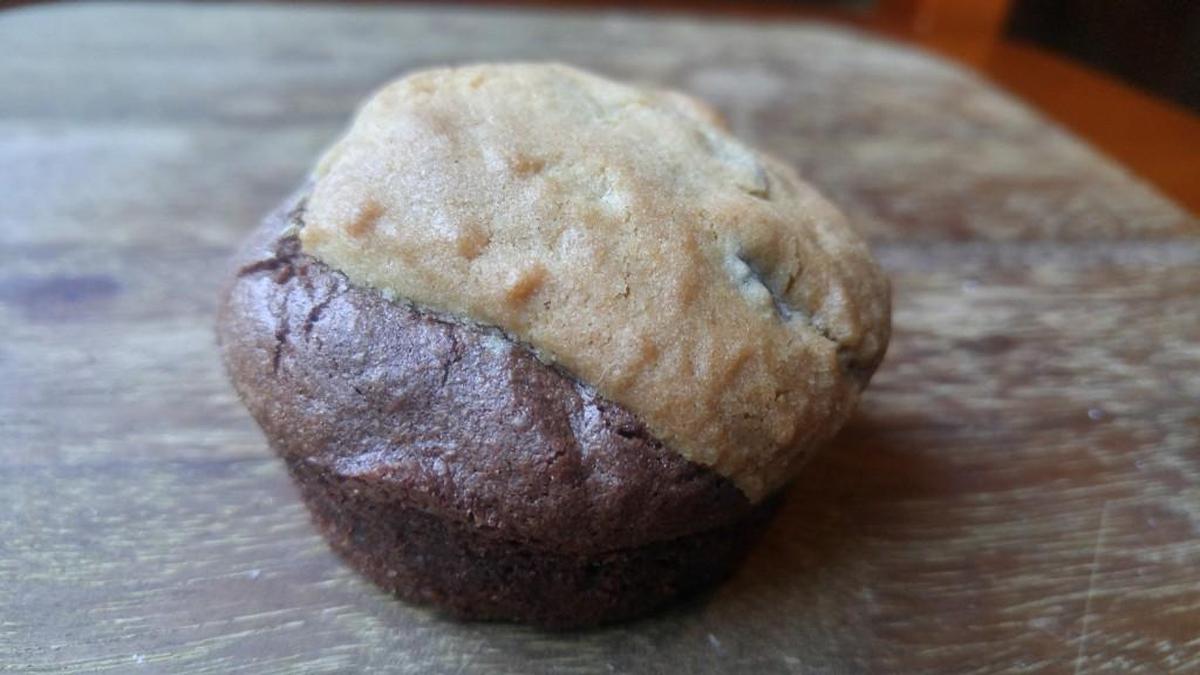 A “brookie” is in the bakery case at Alegra Bakery and Gelato. The dessert is a brownie-cookie hybrid.