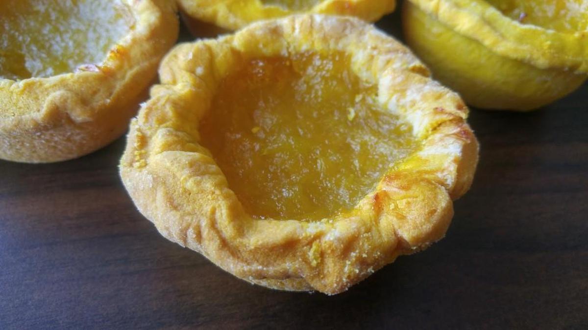 The moon cups at Lilly’s Bakery and Deli are filled with a sticky pineapple filling.