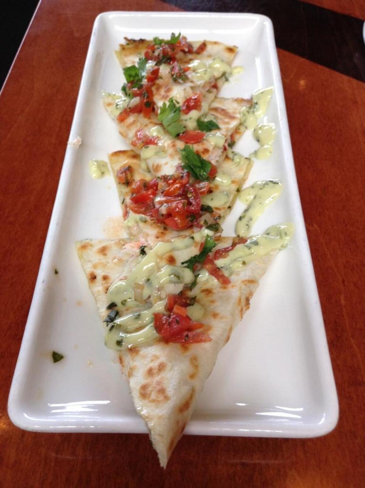 The lobster quesadilla, on the bar menu only, at The Lobster Shop.