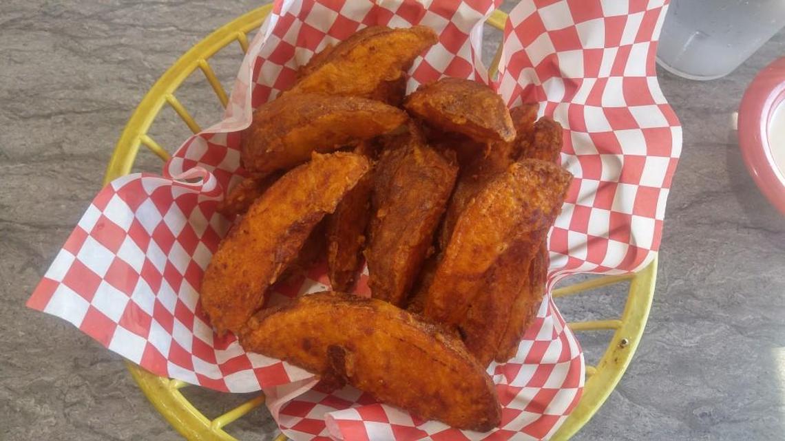 Jojo potatoes are a specialty at Anglea’s. They’re served with a flavorful sour cream dip.