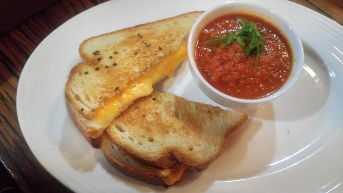 The smoky-flavored grilled cheese and chunky tomato soup at Boathouse 19.
