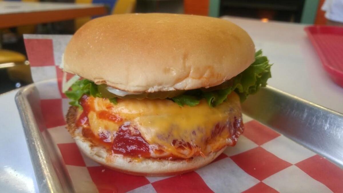 The hickory burger from Shake Shake Shake with a substitute Beyond burger patty.
