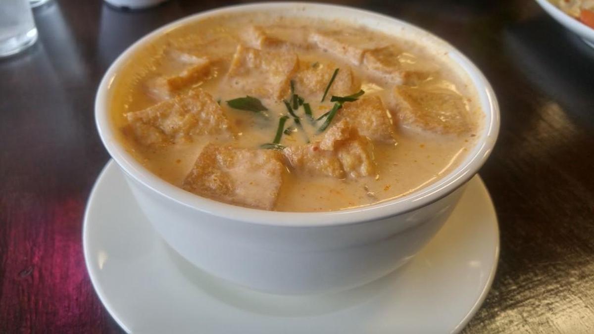 Panang curry with lime leaves from BT Thai in Tacoma.