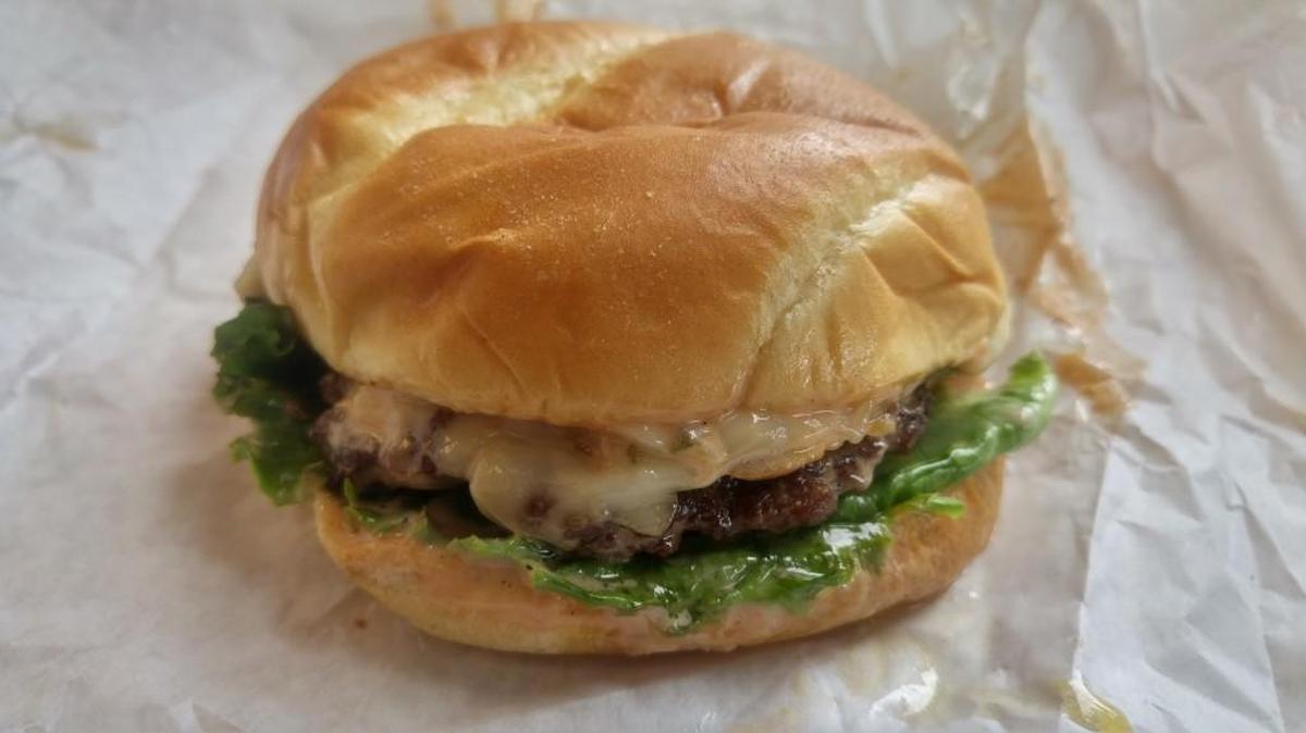 The mushroom-onion burger with Swiss cheese at Prime 80/20.