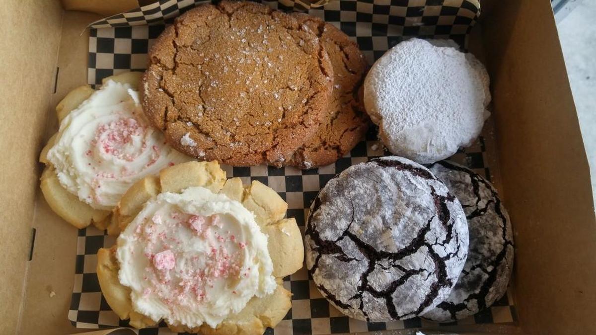 A box of cookies from The Tattered Apron Bakery in Puyallup.