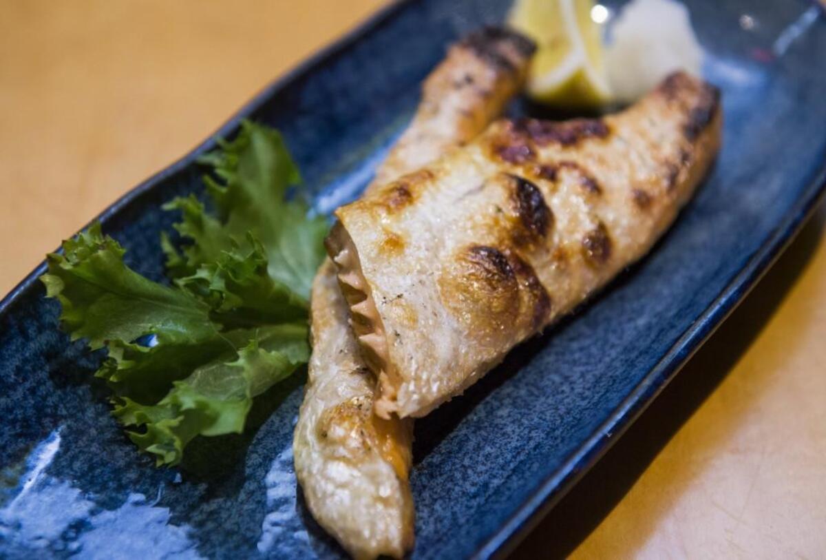 Salmon Harasu (salmon belly) at Miyabi Tacoma in Tacoma.