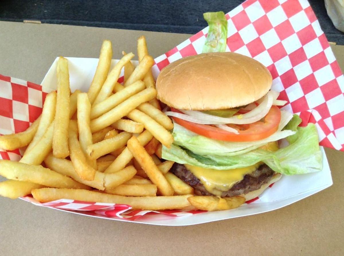 A cheeseburger with fries from the Arnold’s Happy Days truck.