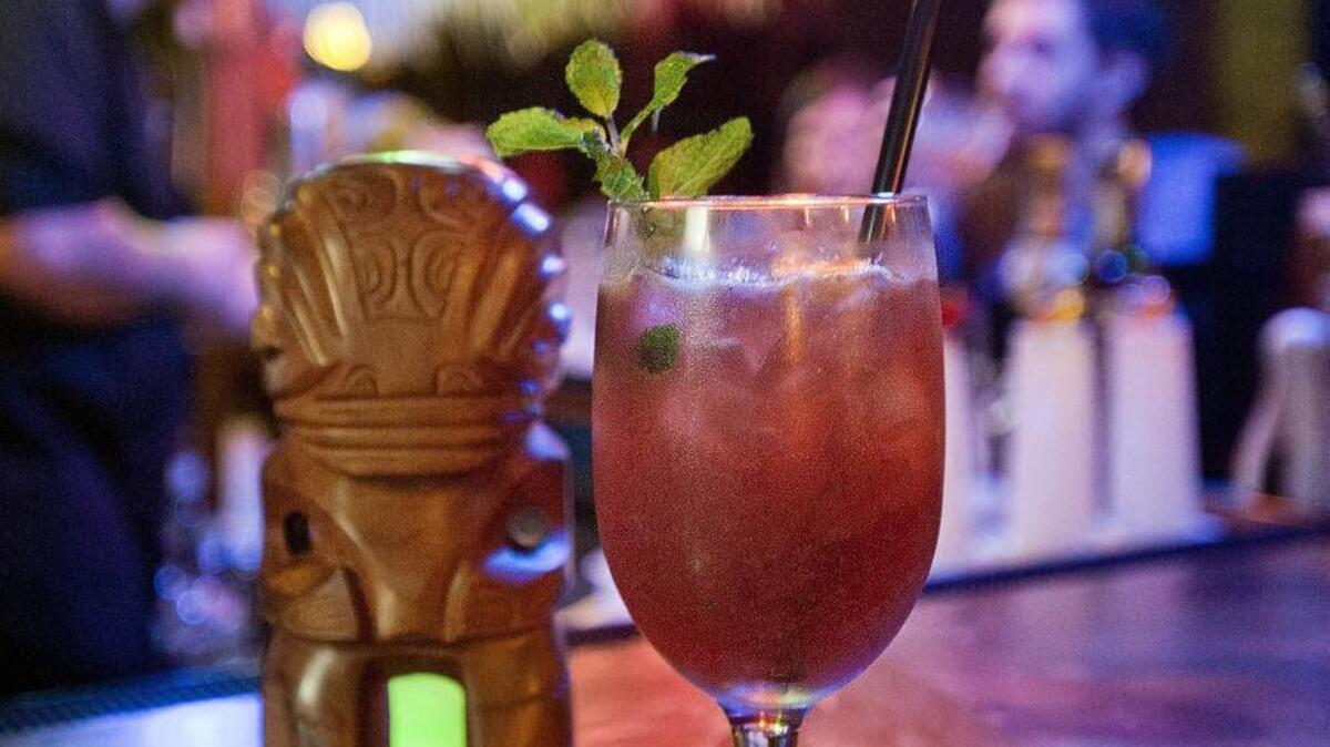 
A Singapore Sling in Tacoma Cabana and Rum Bar in downtown Tacoma. Barkeep Jason Alexander, from Tacoma Cabana, will compete Thursday in a cocktail competition between Tacoma bartenders. 

