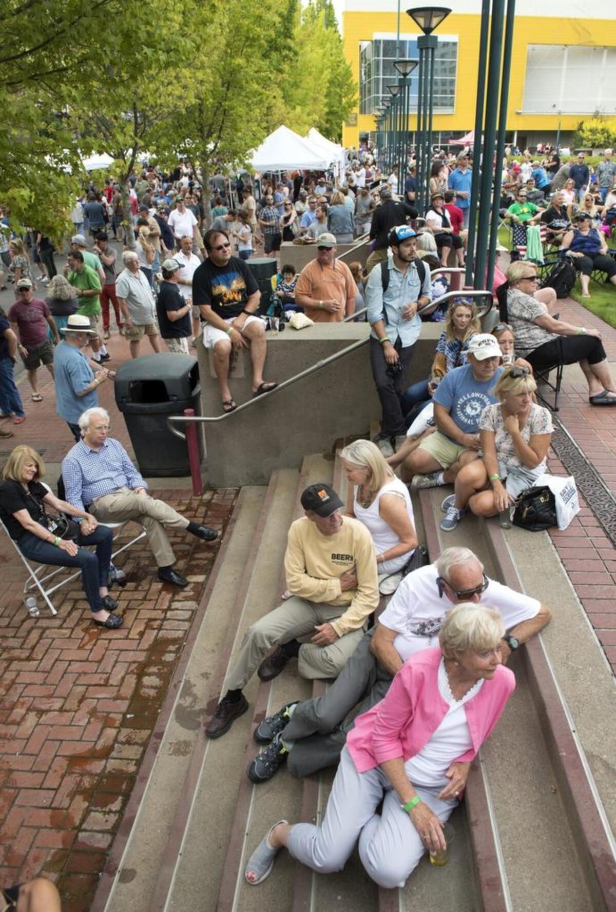 A crowd gathered to hear the Paul Green Blues Band while sipping suds at the Brew Five Three beer and blues festival hosted by the Broadway Center for the Performing Arts in Tacoma on Aug. 8, 2015.