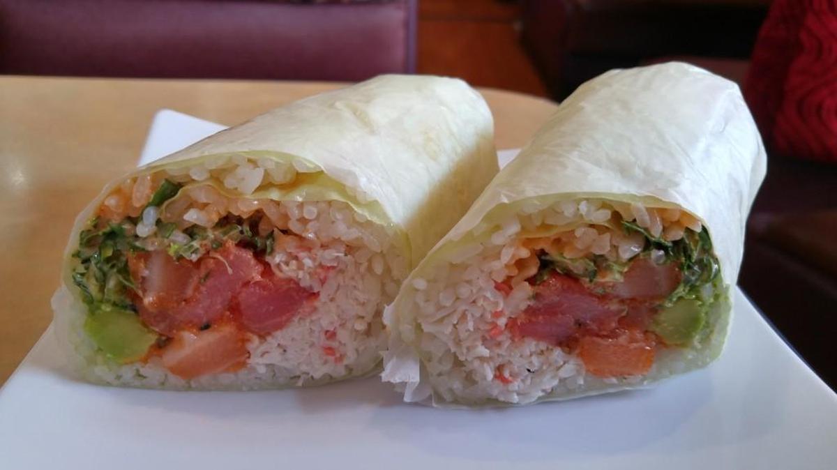 Find the sushi burrito at Happy Teriyaki #4, with locations in downtown Tacoma, Fife and Lacey.