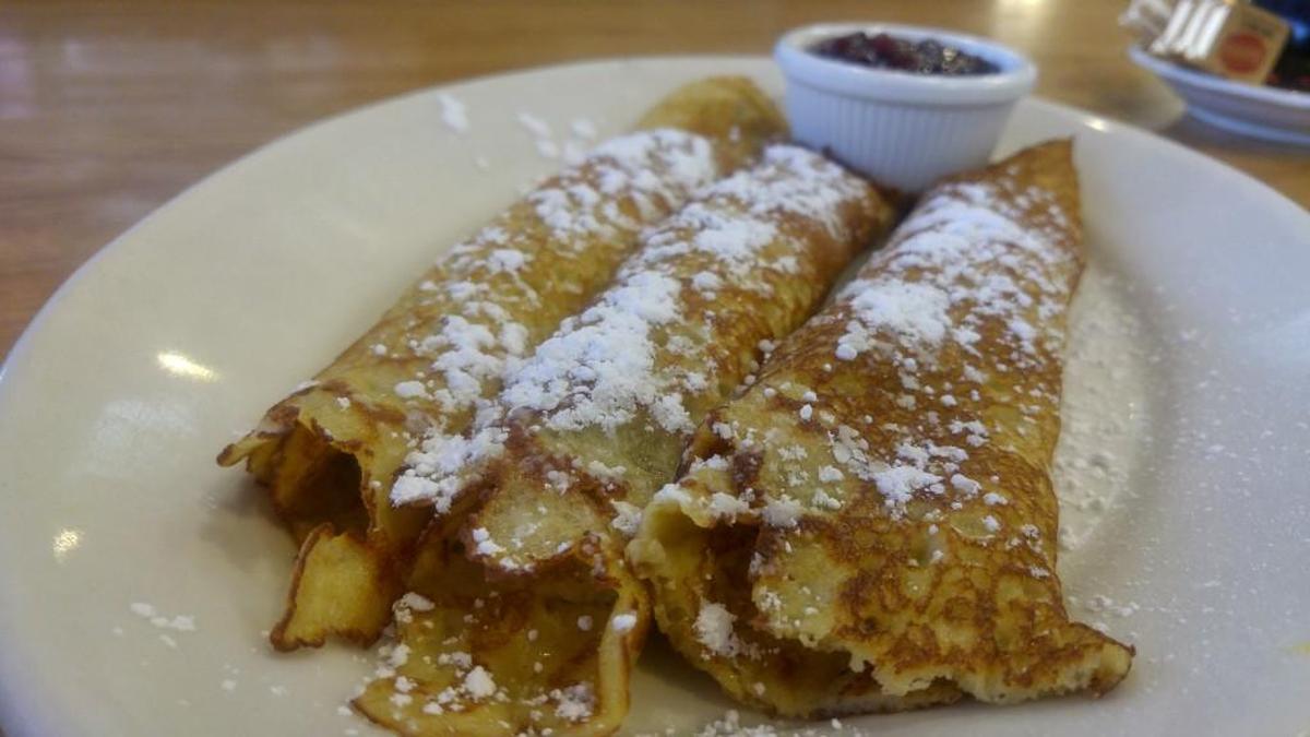 The crepes at Sunset Grill in Gig Harbor comes with lingonberry preserves on the side.