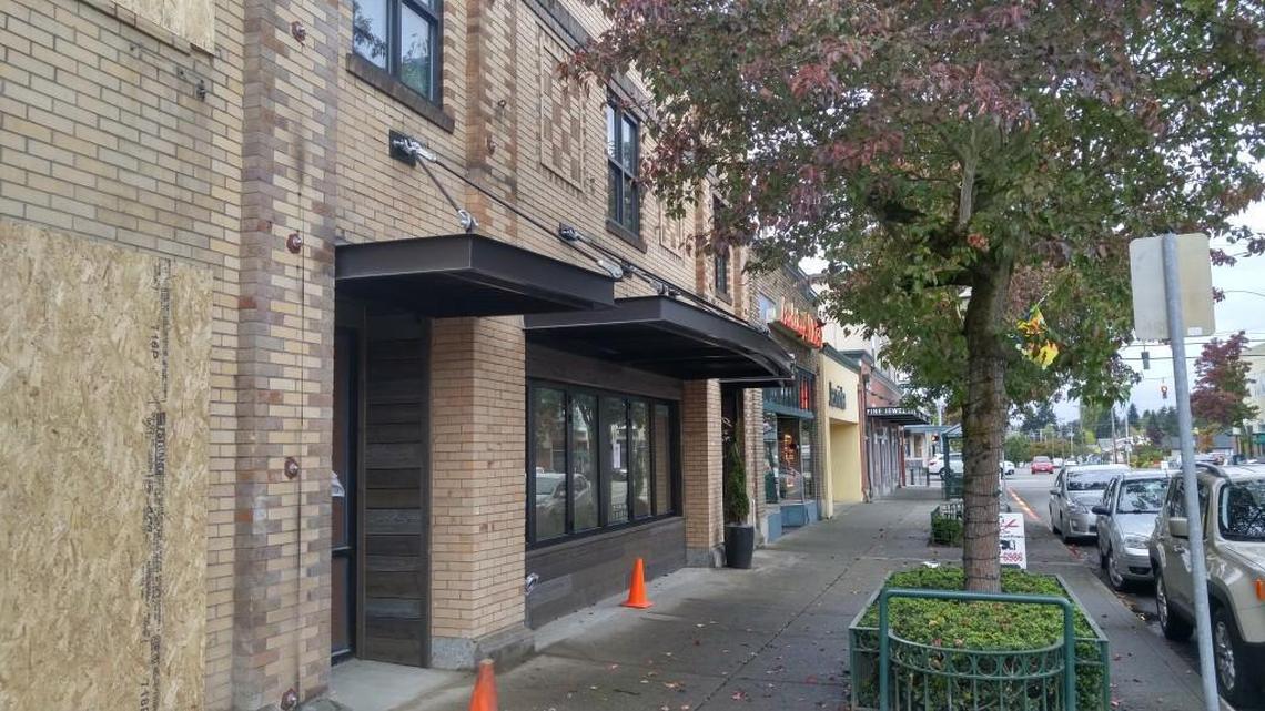 Peaks and Pints will open in the Proctor neighborhood. To the left of the front door is a boarded-off area that will be a glass-enclosed atrium. The atrium will open about a month after the taproom and bottle shop opens next week.